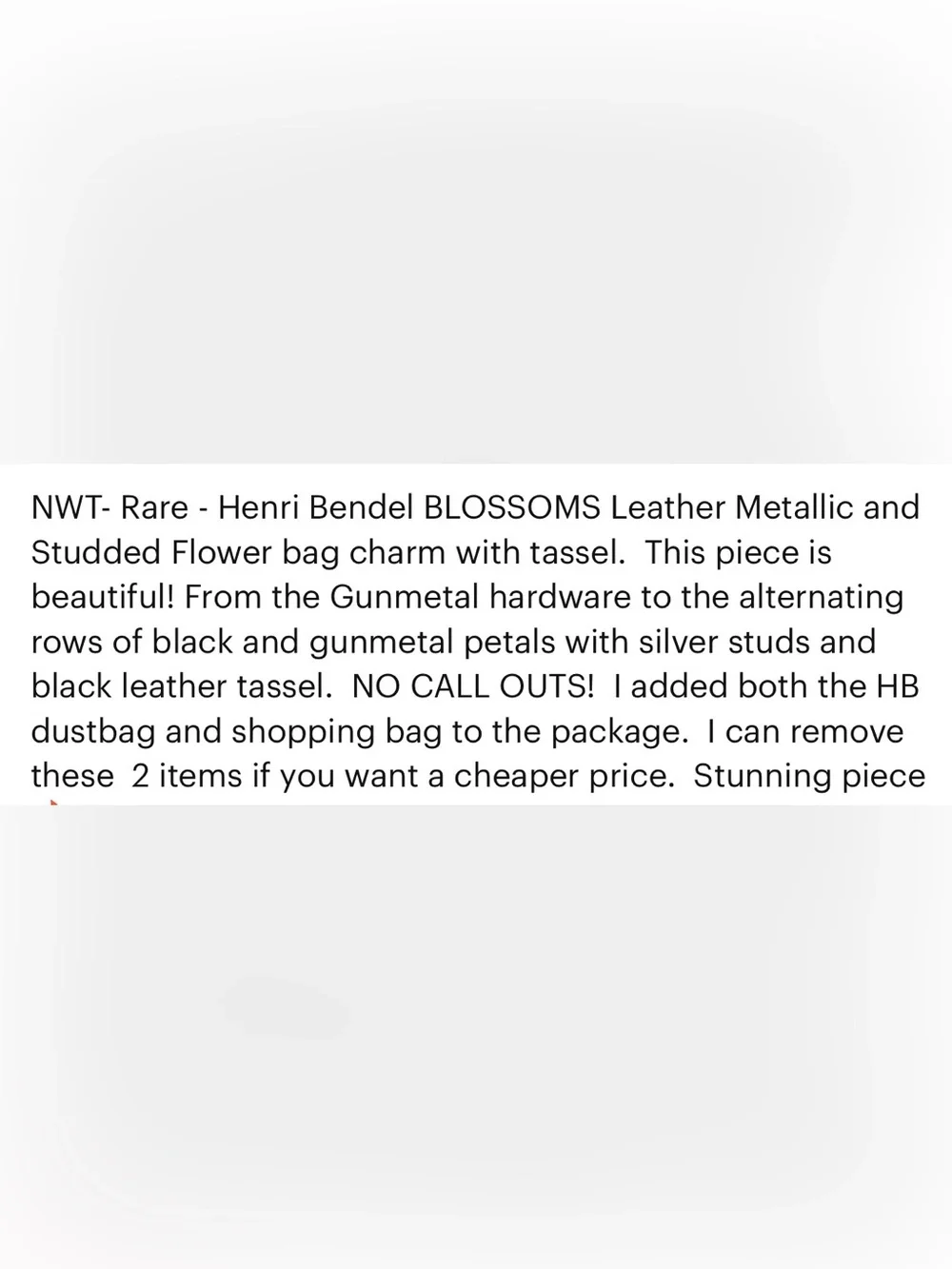 Henri Bendel NWT Rare BLOSSOMS Metallic Leather And Studded Flower Bag Charm 🔥